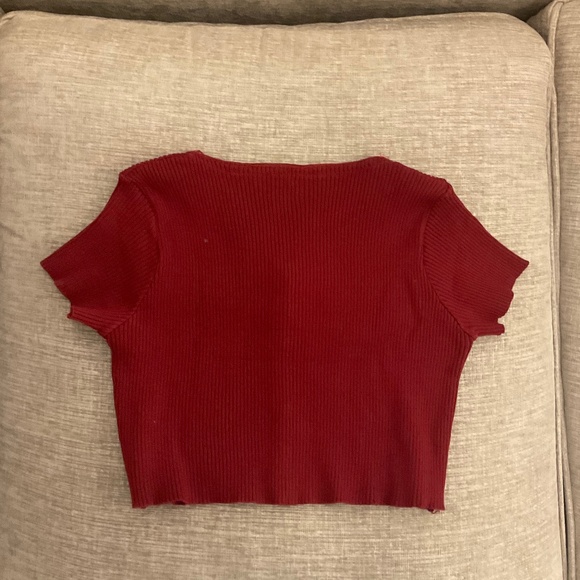 Red Ribbed Crop Top - Picture 2 of 2
